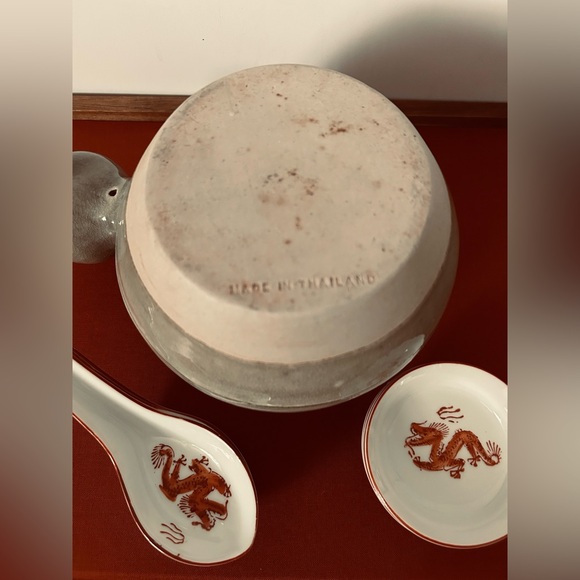 Vintage Celadon Green Jade Glaze Pottery Soup Tureen Made in Thailand | - Picture 5 of 5